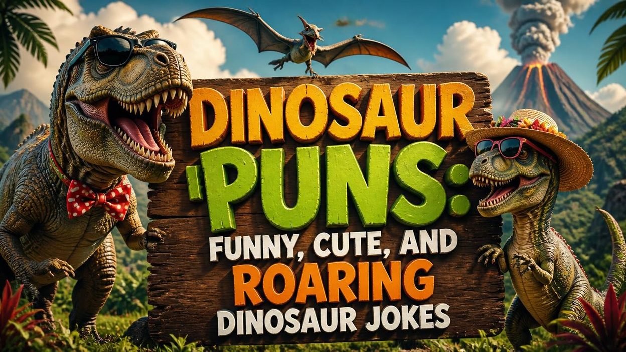Funny dinosaur puns and cute roaring dinosaur jokes